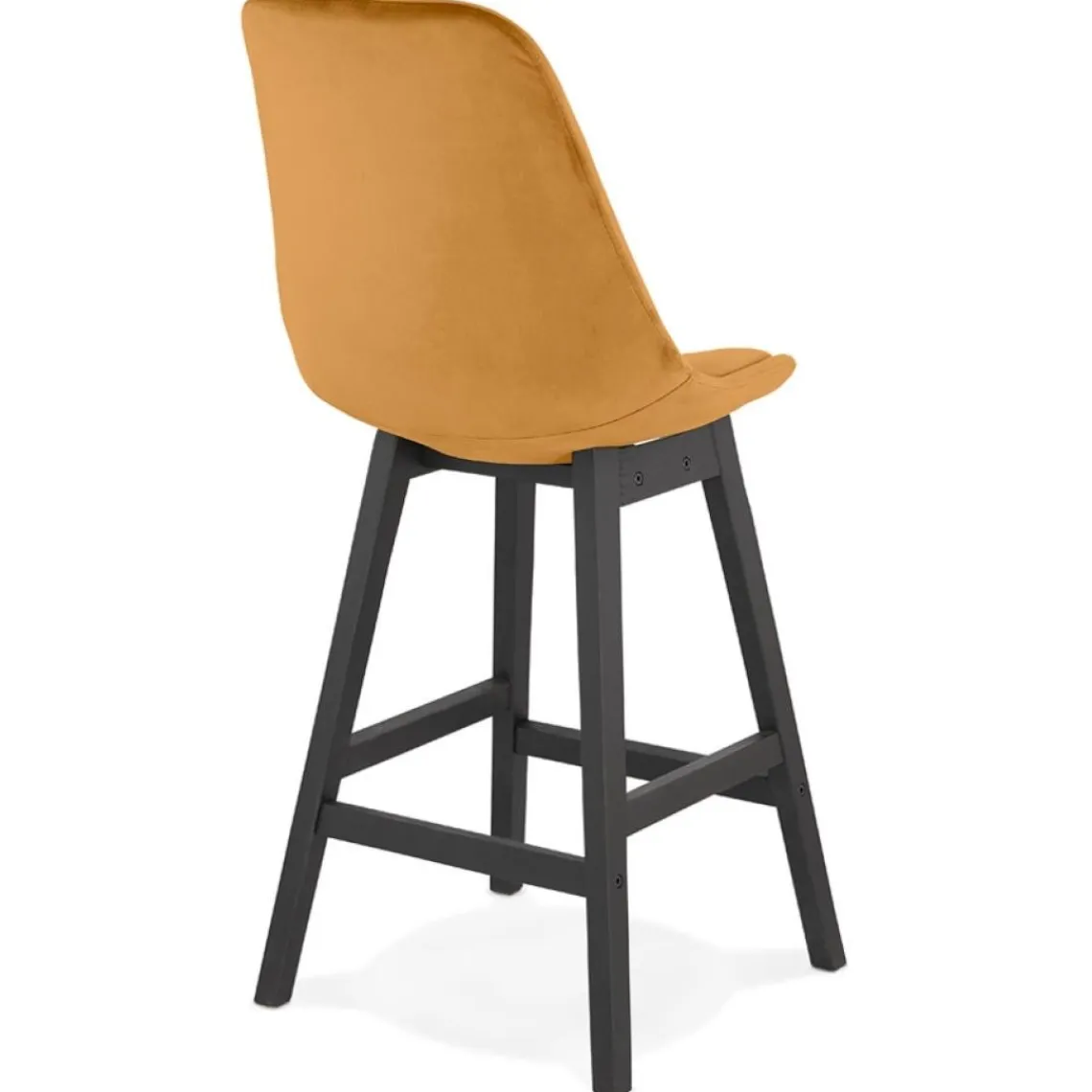 ALTEREGO Tabouret snack mi-hauteur 'MORISS MINI' en velours moutarde et pieds en bois noir Hot
