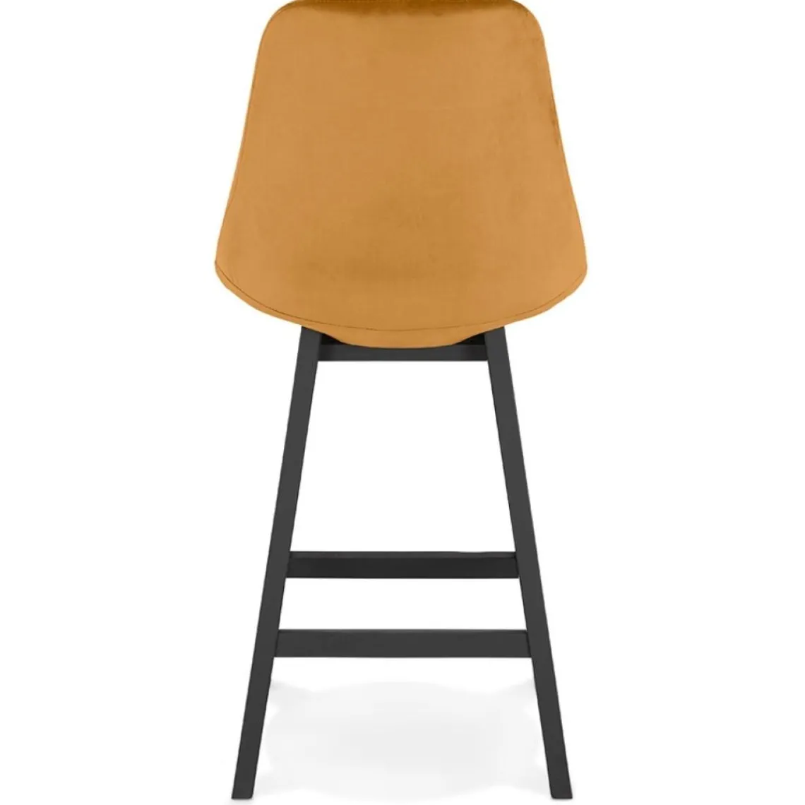 ALTEREGO Tabouret snack mi-hauteur 'MORISS MINI' en velours moutarde et pieds en bois noir Hot