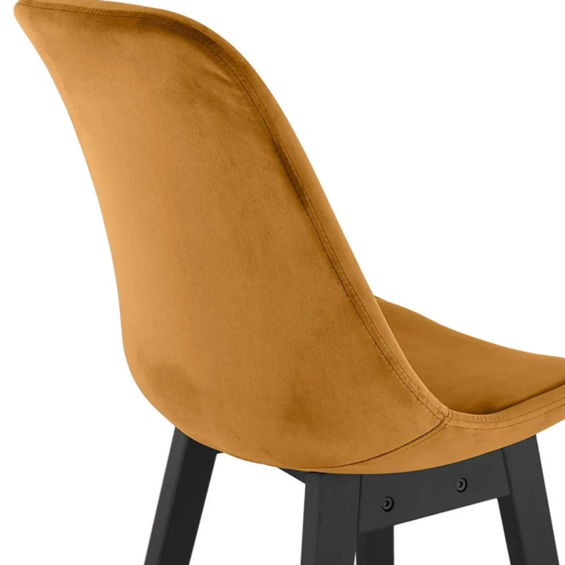 ALTEREGO Tabouret snack mi-hauteur 'MORISS MINI' en velours moutarde et pieds en bois noir Hot