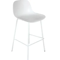 ALTEREGO Tabouret snack mi-hauteur 'GRANO MINI' blanc intérieur et extérieur Outlet