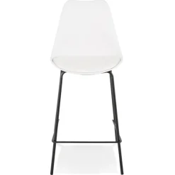 ALTEREGO Tabouret snack mi-hauteur 'LEMON MINI' blanc avec pied en métal noir Best
