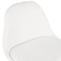 ALTEREGO Tabouret snack mi-hauteur 'CLARISSE MINI' en tissu bouloché blanc et 4 pieds en bois noir Online