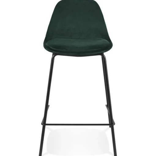ALTEREGO Tabouret snack mi-hauteur 'FENTON MINI' en velours vert et pied en métal noir