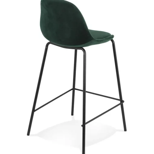 ALTEREGO Tabouret snack mi-hauteur 'FENTON MINI' en velours vert et pied en métal noir