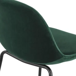 ALTEREGO Tabouret snack mi-hauteur 'FENTON MINI' en velours vert et pied en métal noir