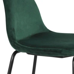 ALTEREGO Tabouret snack mi-hauteur 'FENTON MINI' en velours vert et pied en métal noir
