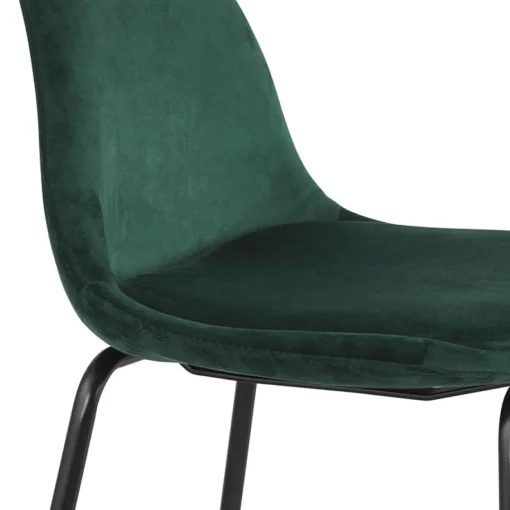 ALTEREGO Tabouret snack mi-hauteur 'FENTON MINI' en velours vert et pied en métal noir