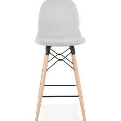 ALTEREGO Tabouret snack mi-hauteur 'GALACTIK MINI' en tissu gris clair style scandinave