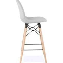 ALTEREGO Tabouret snack mi-hauteur 'GALACTIK MINI' en tissu gris clair style scandinave