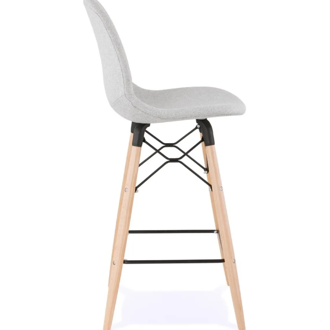 ALTEREGO Tabouret snack mi-hauteur 'GALACTIK MINI' en tissu gris clair style scandinave