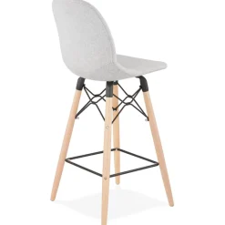 ALTEREGO Tabouret snack mi-hauteur 'GALACTIK MINI' en tissu gris clair style scandinave