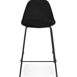 ALTEREGO Tabouret snack mi-hauteur 'FENTON MINI' en velours noir et pied en métal noir Online