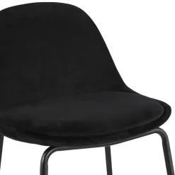 ALTEREGO Tabouret snack mi-hauteur 'FENTON MINI' en velours noir et pied en métal noir Online