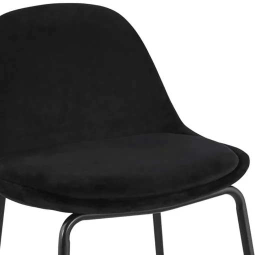 ALTEREGO Tabouret snack mi-hauteur 'FENTON MINI' en velours noir et pied en métal noir Online