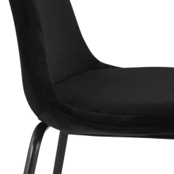 ALTEREGO Tabouret snack mi-hauteur 'FENTON MINI' en velours noir et pied en métal noir Online