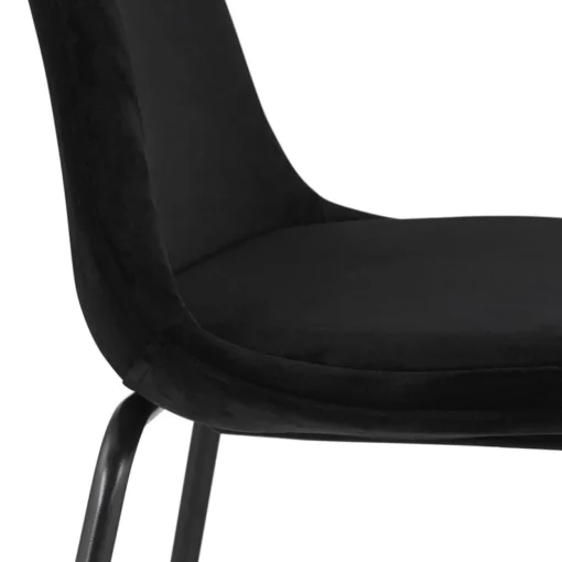 ALTEREGO Tabouret snack mi-hauteur 'FENTON MINI' en velours noir et pied en métal noir Online