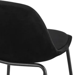 ALTEREGO Tabouret snack mi-hauteur 'FENTON MINI' en velours noir et pied en métal noir Online