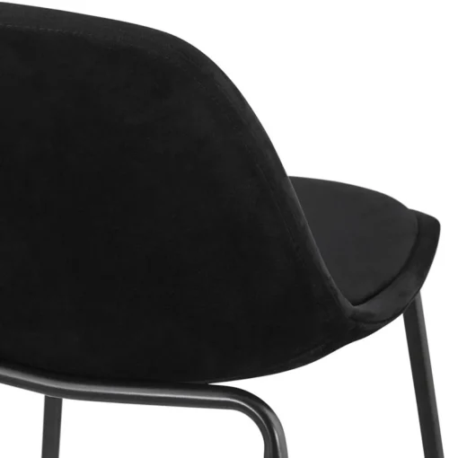 ALTEREGO Tabouret snack mi-hauteur 'FENTON MINI' en velours noir et pied en métal noir Online