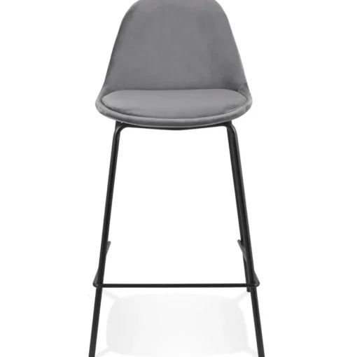ALTEREGO Tabouret snack mi-hauteur 'FENTON MINI' en velours gris et pied en métal noir Sale