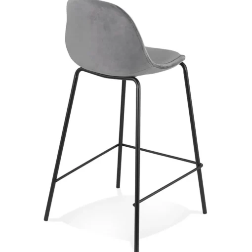ALTEREGO Tabouret snack mi-hauteur 'FENTON MINI' en velours gris et pied en métal noir Sale