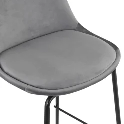 ALTEREGO Tabouret snack mi-hauteur 'FENTON MINI' en velours gris et pied en métal noir Sale