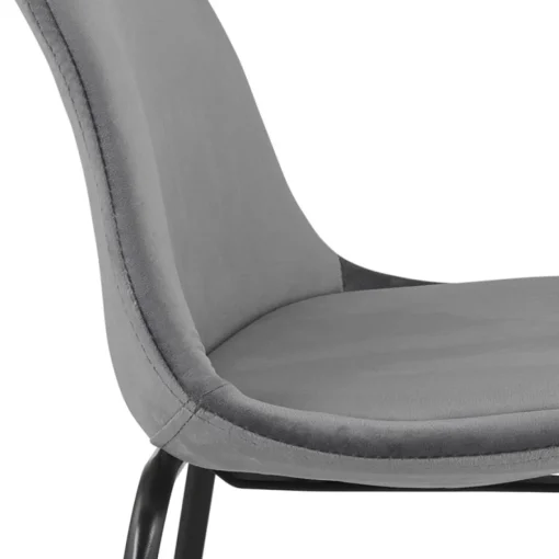 ALTEREGO Tabouret snack mi-hauteur 'FENTON MINI' en velours gris et pied en métal noir Sale