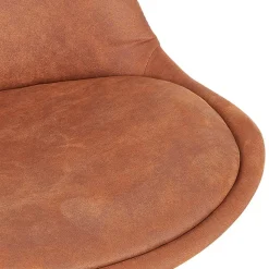 ALTEREGO Tabouret snack mi-hauteur 'TAO MINI' en microfibre brune et pieds en métal noir