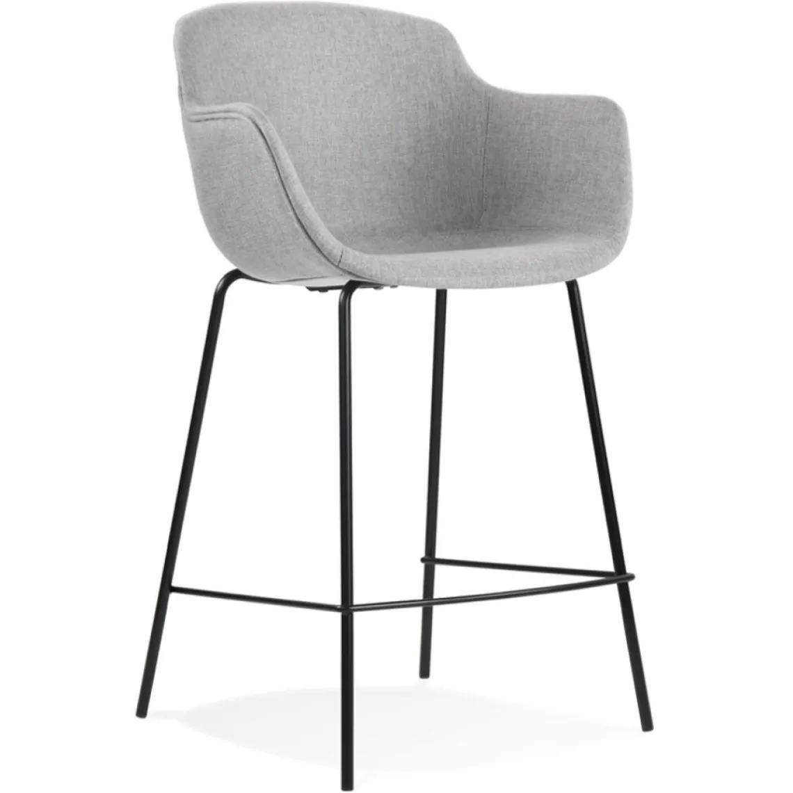 ALTEREGO Tabouret snack mi-hauteur 'FORTI MINI' en tissu gris clair Outlet