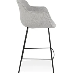 ALTEREGO Tabouret snack mi-hauteur 'FORTI MINI' en tissu gris clair Outlet
