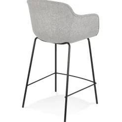 ALTEREGO Tabouret snack mi-hauteur 'FORTI MINI' en tissu gris clair Outlet