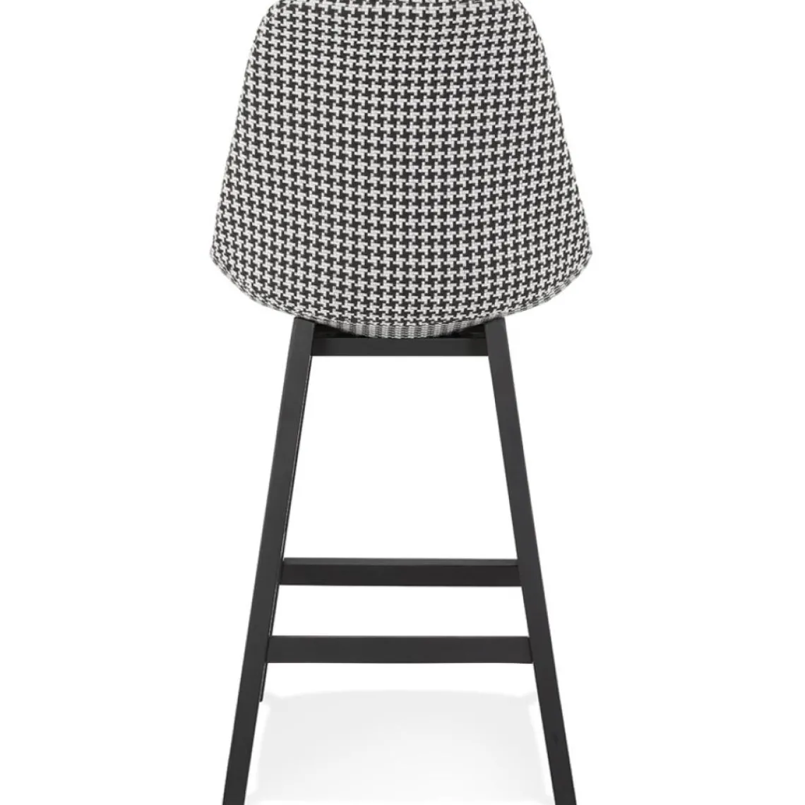 ALTEREGO Tabouret snack mi-hauteur 'MORISS MINI' en tissu pied de poule et pieds en bois noir