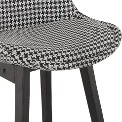 ALTEREGO Tabouret snack mi-hauteur 'MORISS MINI' en tissu pied de poule et pieds en bois noir