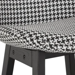 ALTEREGO Tabouret snack mi-hauteur 'MORISS MINI' en tissu pied de poule et pieds en bois noir