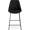 ALTEREGO Tabouret snack mi-hauteur 'BULLY MINI' en velours noir et pieds en métal noir New