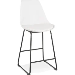 ALTEREGO Tabouret snack mi-hauteur 'CHOKO MINI' blanc et pieds en métal noir Hot