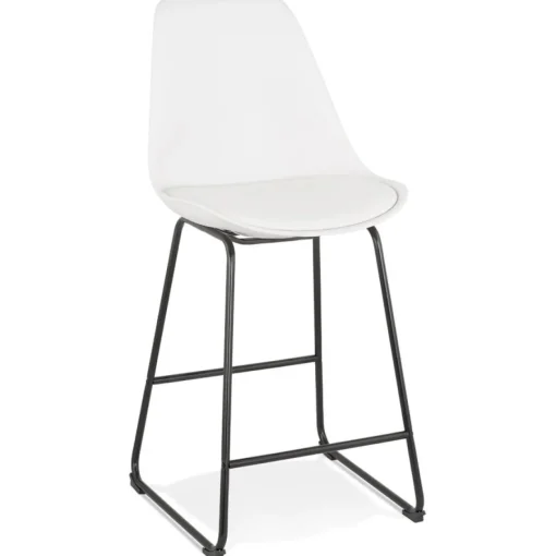 ALTEREGO Tabouret snack mi-hauteur 'CHOKO MINI' blanc et pieds en métal noir Hot