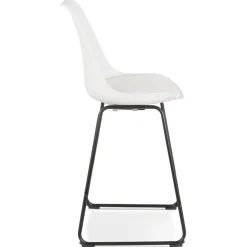 ALTEREGO Tabouret snack mi-hauteur 'CHOKO MINI' blanc et pieds en métal noir Hot