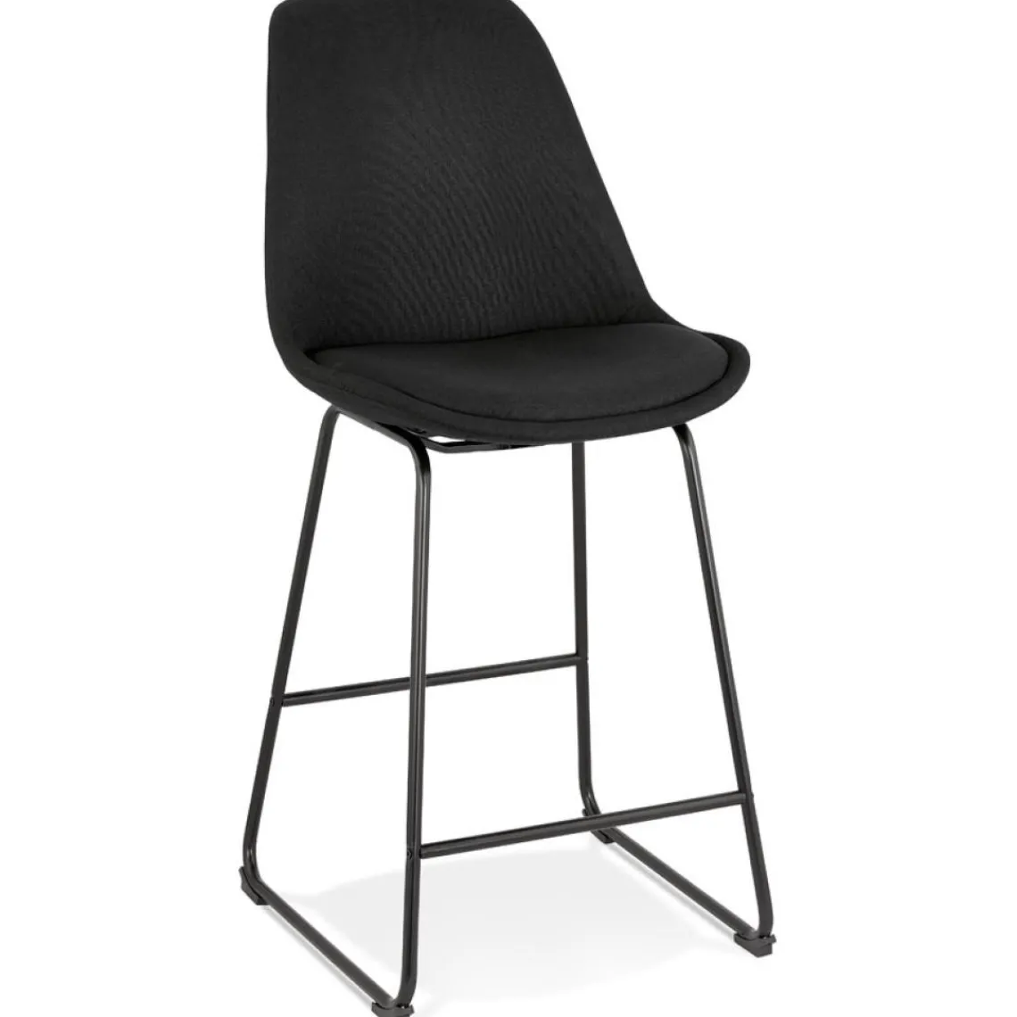 ALTEREGO Tabouret snack mi-hauteur 'RIGO MINI' en tissu noir et pieds en métal noir Best