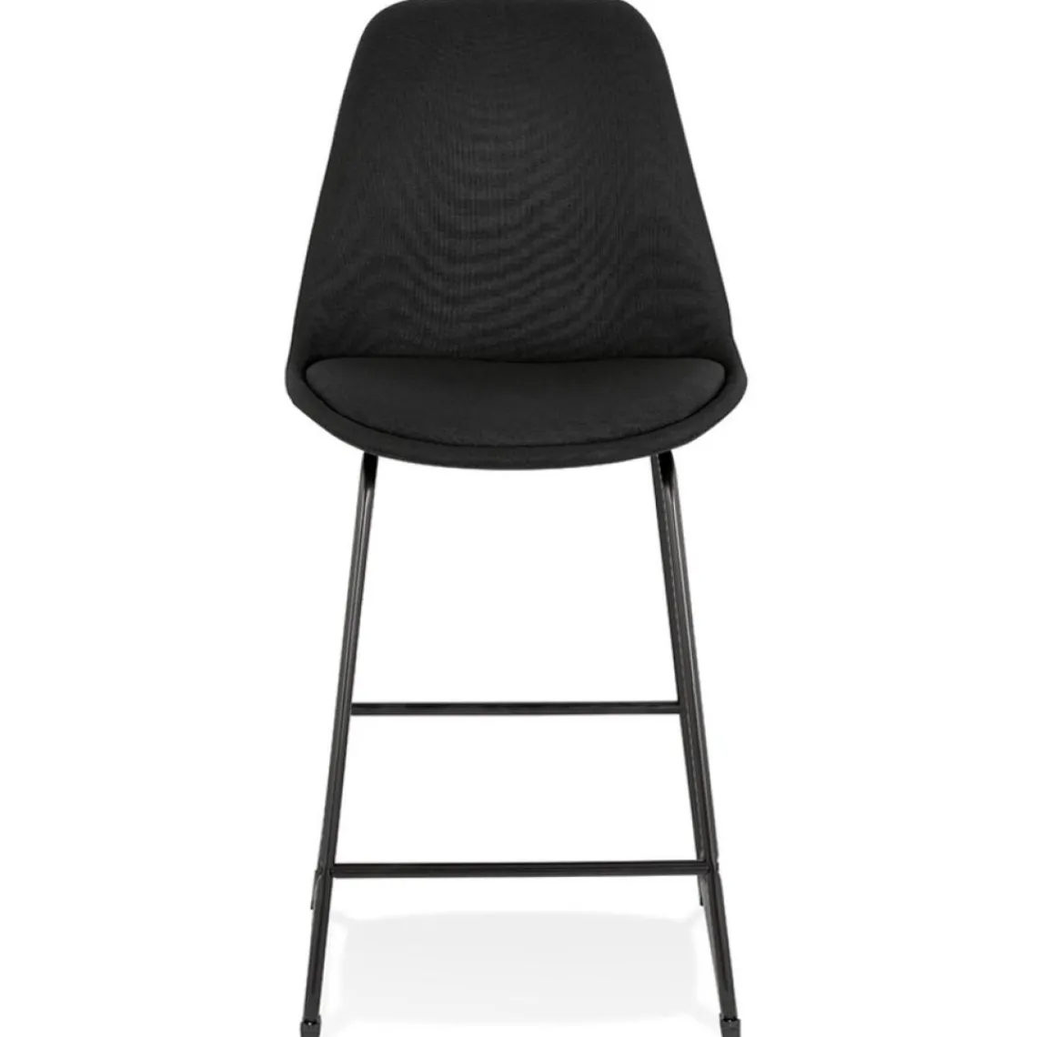 ALTEREGO Tabouret snack mi-hauteur 'RIGO MINI' en tissu noir et pieds en métal noir Best