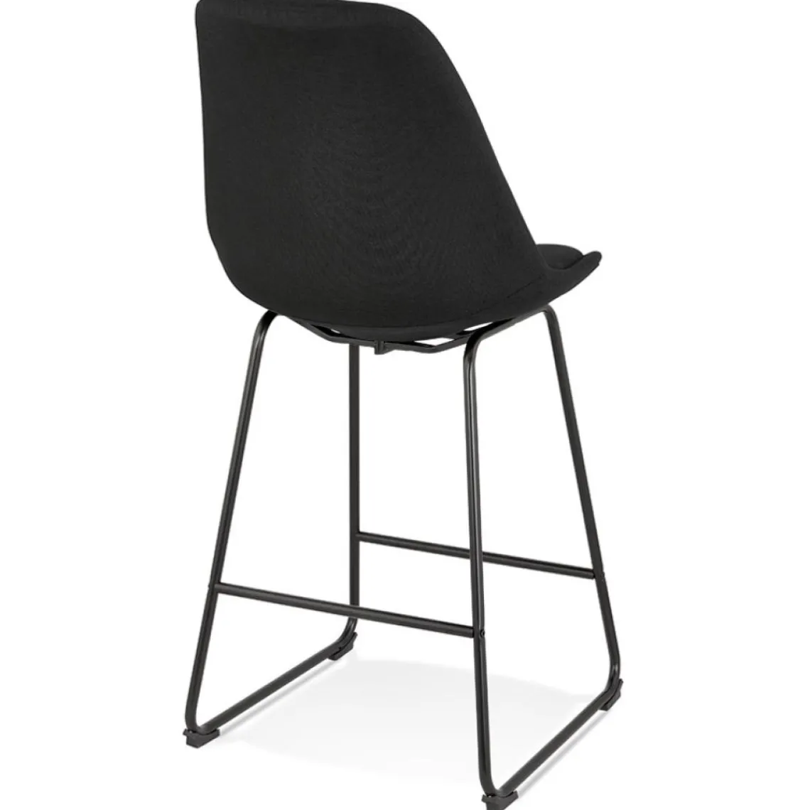 ALTEREGO Tabouret snack mi-hauteur 'RIGO MINI' en tissu noir et pieds en métal noir Best