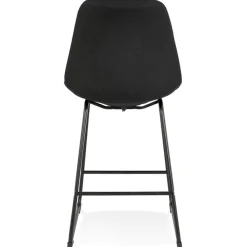 ALTEREGO Tabouret snack mi-hauteur 'RIGO MINI' en tissu noir et pieds en métal noir Best