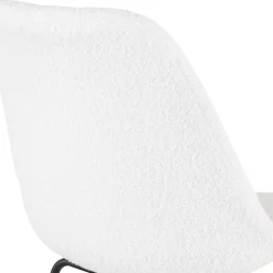 ALTEREGO Tabouret snack mi-hauteur 'LEONIE MINI' en tissu bouloché blanc et pied en métal noir New