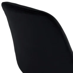 ALTEREGO Tabouret snack mi-hauteur 'MORISS MINI' en velours noir et pieds en bois naturel