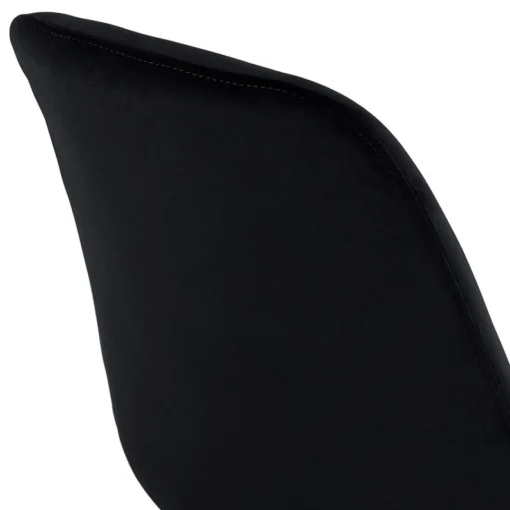ALTEREGO Tabouret snack mi-hauteur 'MORISS MINI' en velours noir et pieds en bois naturel