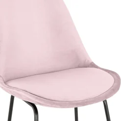 ALTEREGO Tabouret snack mi-hauteur 'BULLY MINI' en velours rose et pieds en métal noir