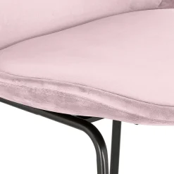 ALTEREGO Tabouret snack mi-hauteur 'BULLY MINI' en velours rose et pieds en métal noir