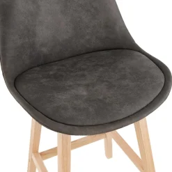 ALTEREGO Tabouret snack mi-hauteur 'ASPEN MINI' en microfibre grise et pieds en bois naturel Hot