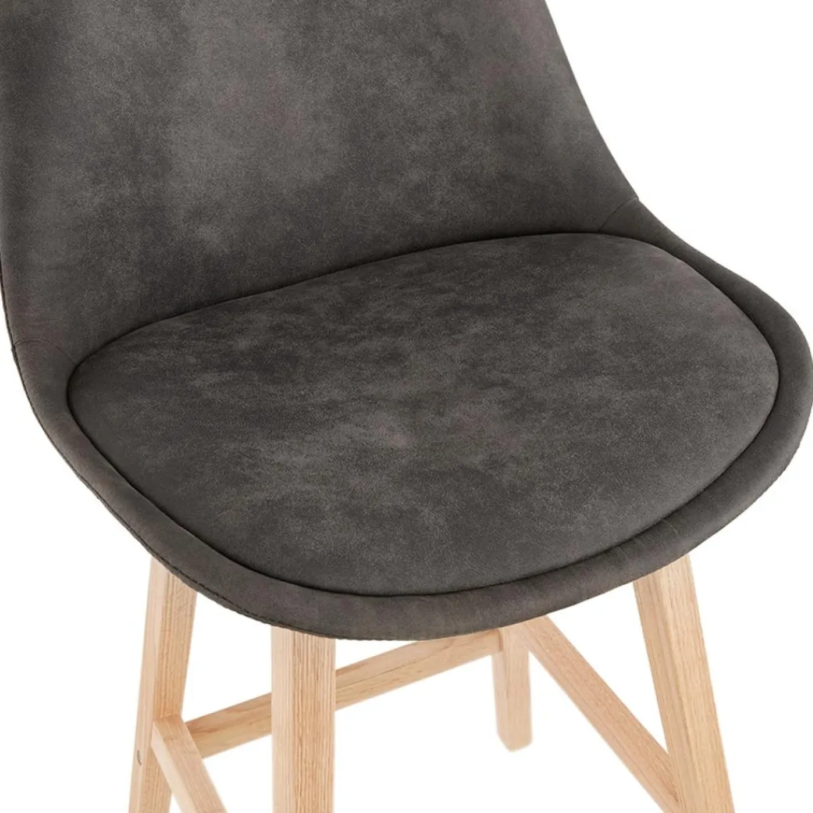 ALTEREGO Tabouret snack mi-hauteur 'ASPEN MINI' en microfibre grise et pieds en bois naturel Hot