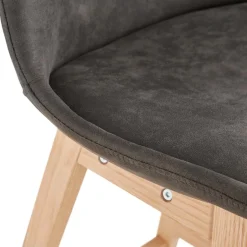 ALTEREGO Tabouret snack mi-hauteur 'ASPEN MINI' en microfibre grise et pieds en bois naturel Hot