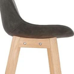 ALTEREGO Tabouret snack mi-hauteur 'ASPEN MINI' en microfibre grise et pieds en bois naturel Hot